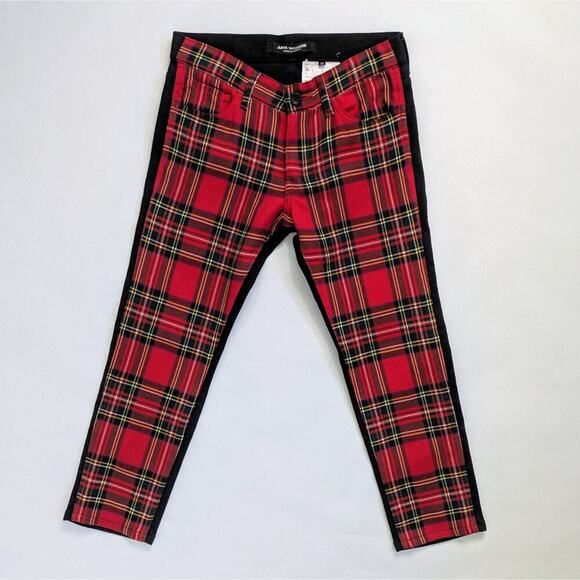 Junya Watanabe Tartan Pants XS Red Black Panel Wool Denim Cropped FW17 - Picture 1 of 11